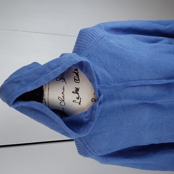 Time And Tru- Womens Blue Sweater Hoodie Textured Super Soft Ribbed Sz.L - Picture 2 of 7